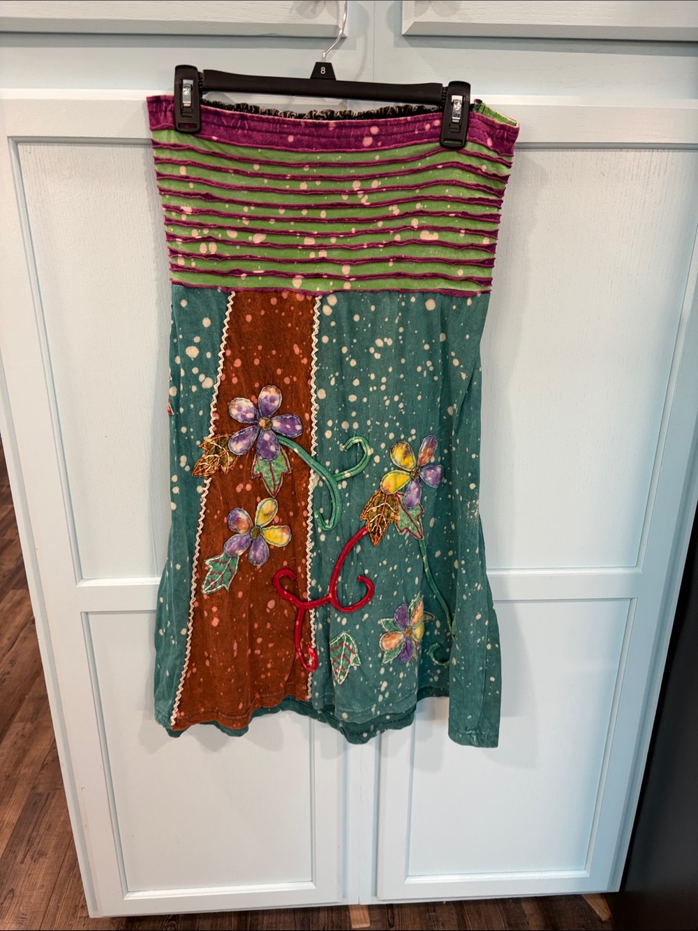 Rising International Teal, Brown & Purple Boho Panel Midi Skirt